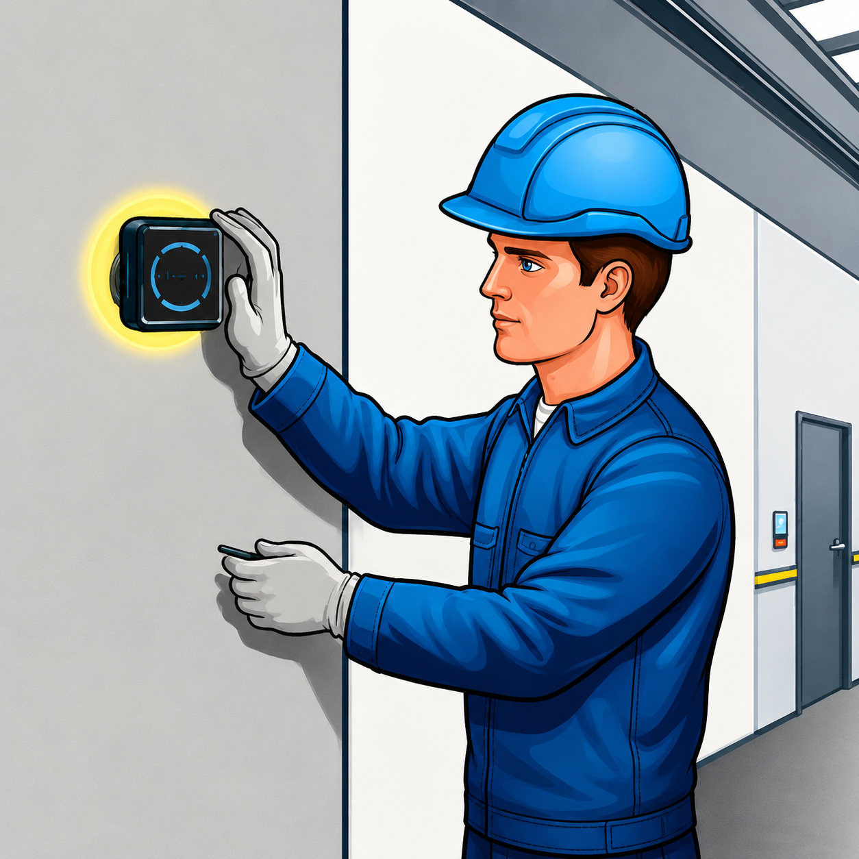 Guard scanning a digital patrol checkpoint